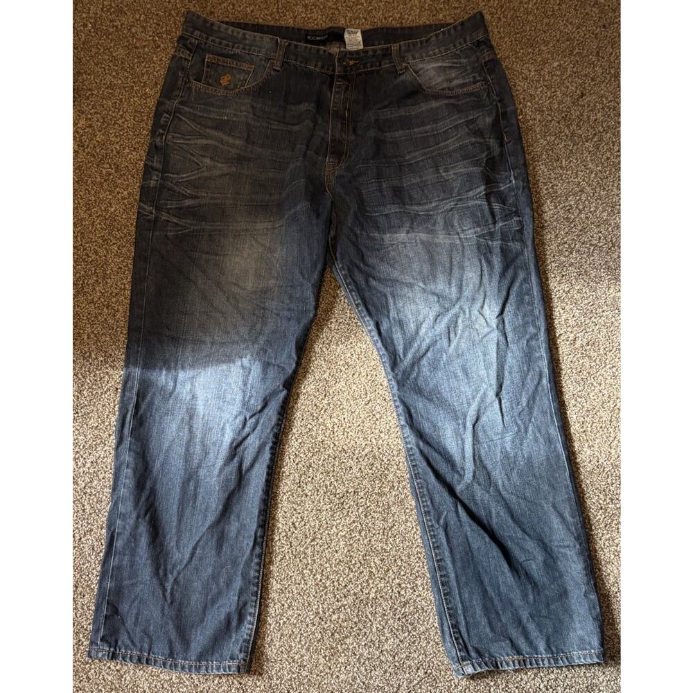 Rocawear Jeans Men’s W42 Dark Wash Distressed Denim Y2K